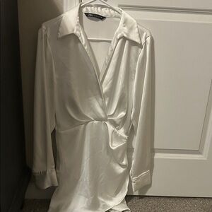 Zara White Satin Dress